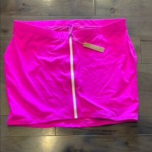 SKIMS Pink Mini Zip Front Swim Skirt